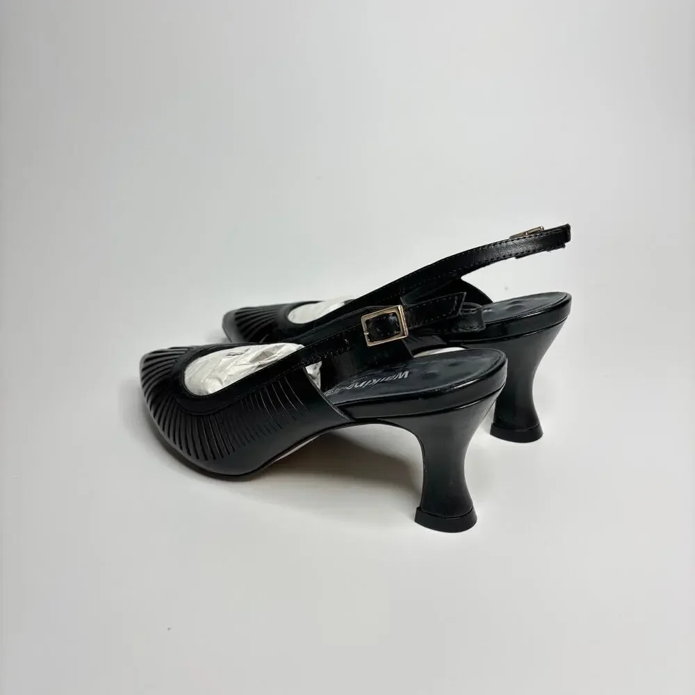 Walking Cradles Sawyer Leather Slingback Pumps in Black